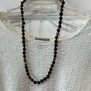 Wooden Multicolor Beeden Necklace 29" - Great for work outfits!
